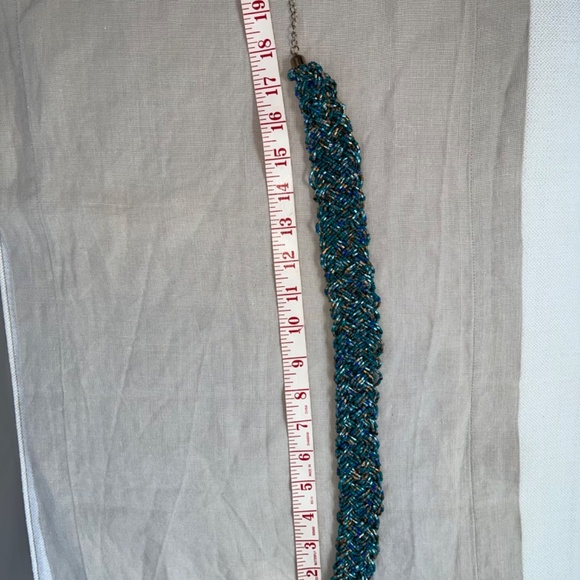 Collar-length blues & gold artisnal beaded necklace (18-20") - Picture 9 of 10